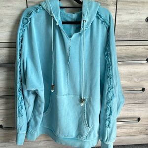 Free People oversized, turquoise hoodie